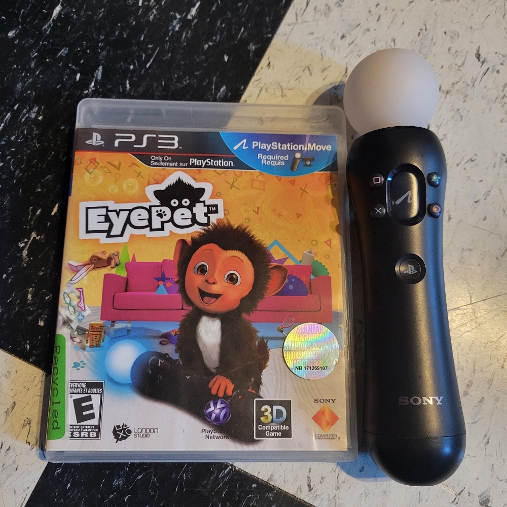 Ps3 Eyepet Game & Playstation Move Motion Controller- No Cord *Both Untested*